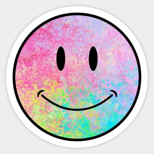 electric neon psychedelic splatter smiley face Sticker